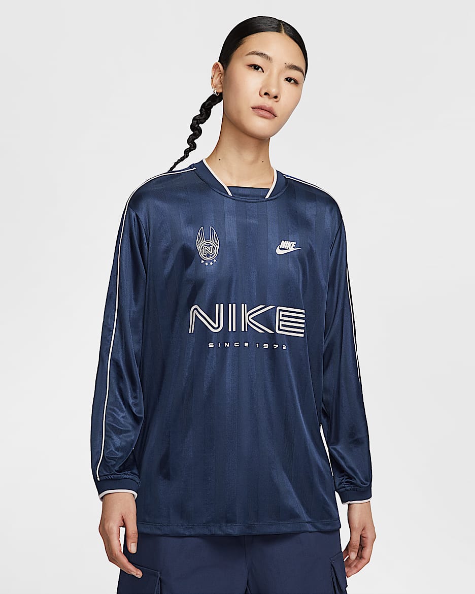 Nike Sportswear 女子长袖针织上衣 - 深藏青/砂岩灰粉