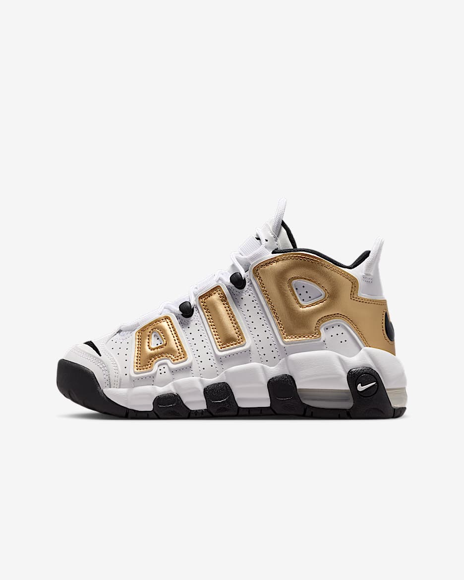 Nike Air More Uptempo 大童运动鞋 - 白色/白色/黑/金属色