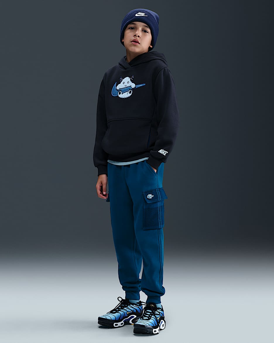 Nike Sportswear Club Fleece 大童加绒工装长裤 - 深渊绿/张扬蓝