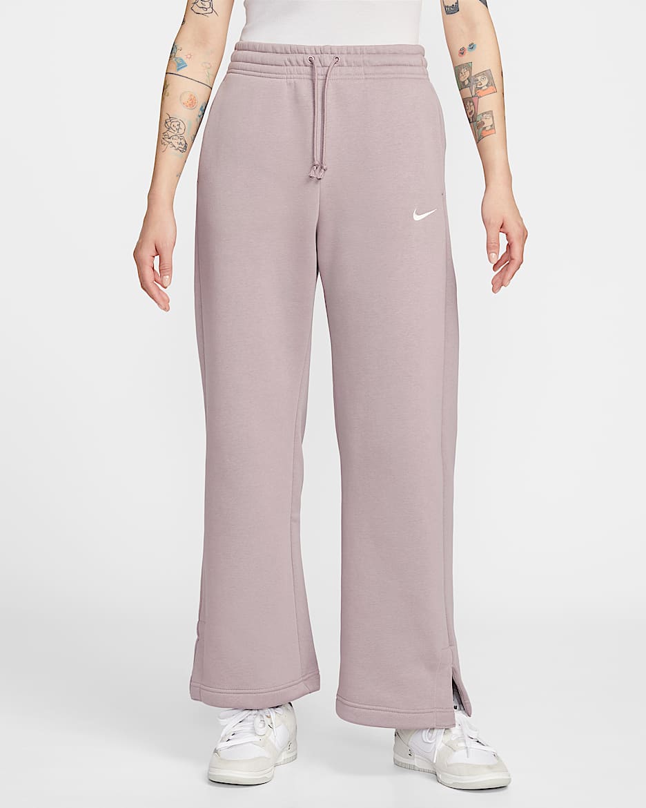 Nike Sportswear Phoenix Fleece 女子加绒高腰阔腿长裤 - 浅矿石紫/帆白
