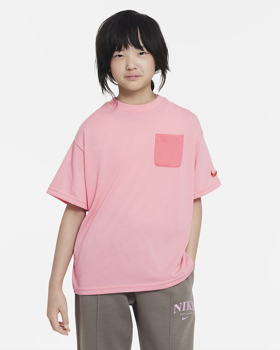 Nike Outdoor Play 大童短袖上衣 - 珊瑚粉红/珊瑚红