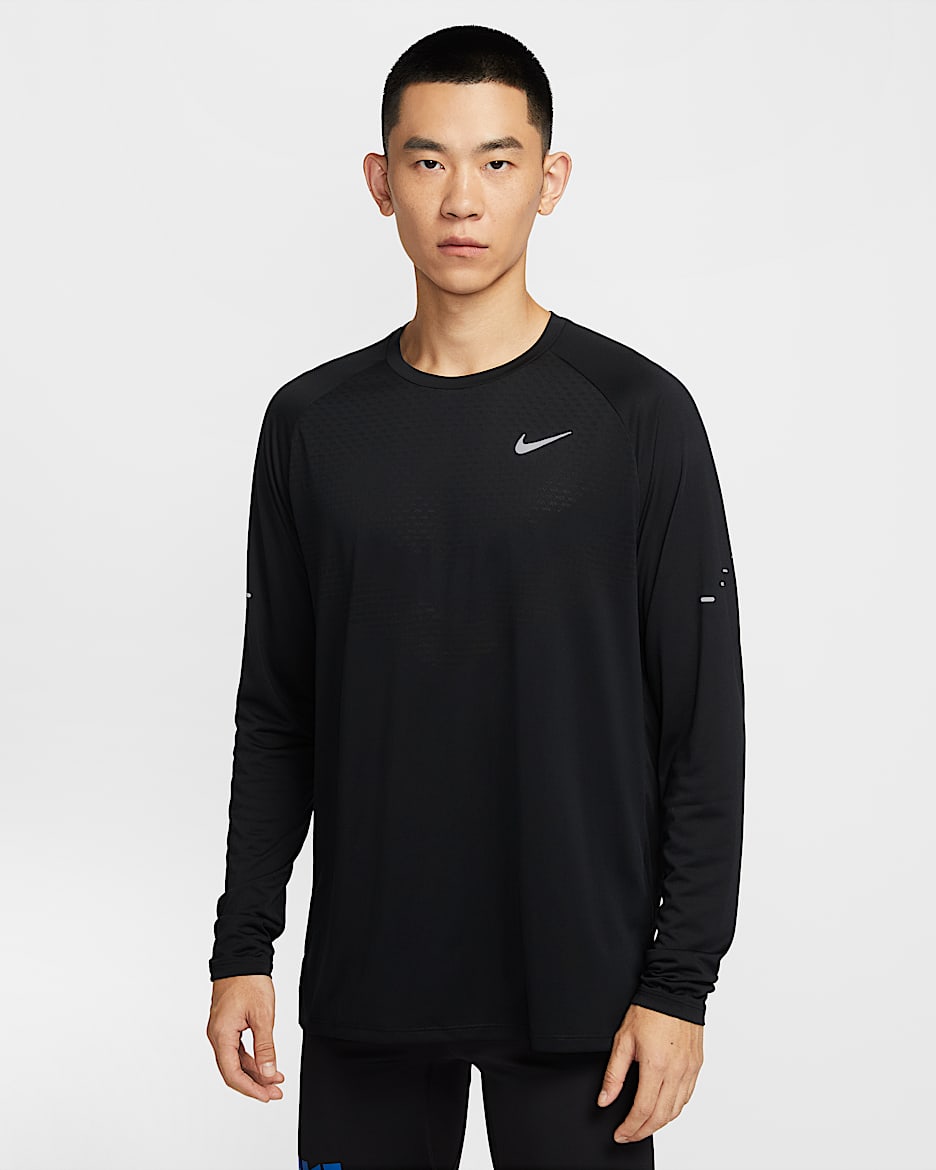 Nike Stride Dri-FIT ADV 男子速干长袖跑步上衣 - 黑