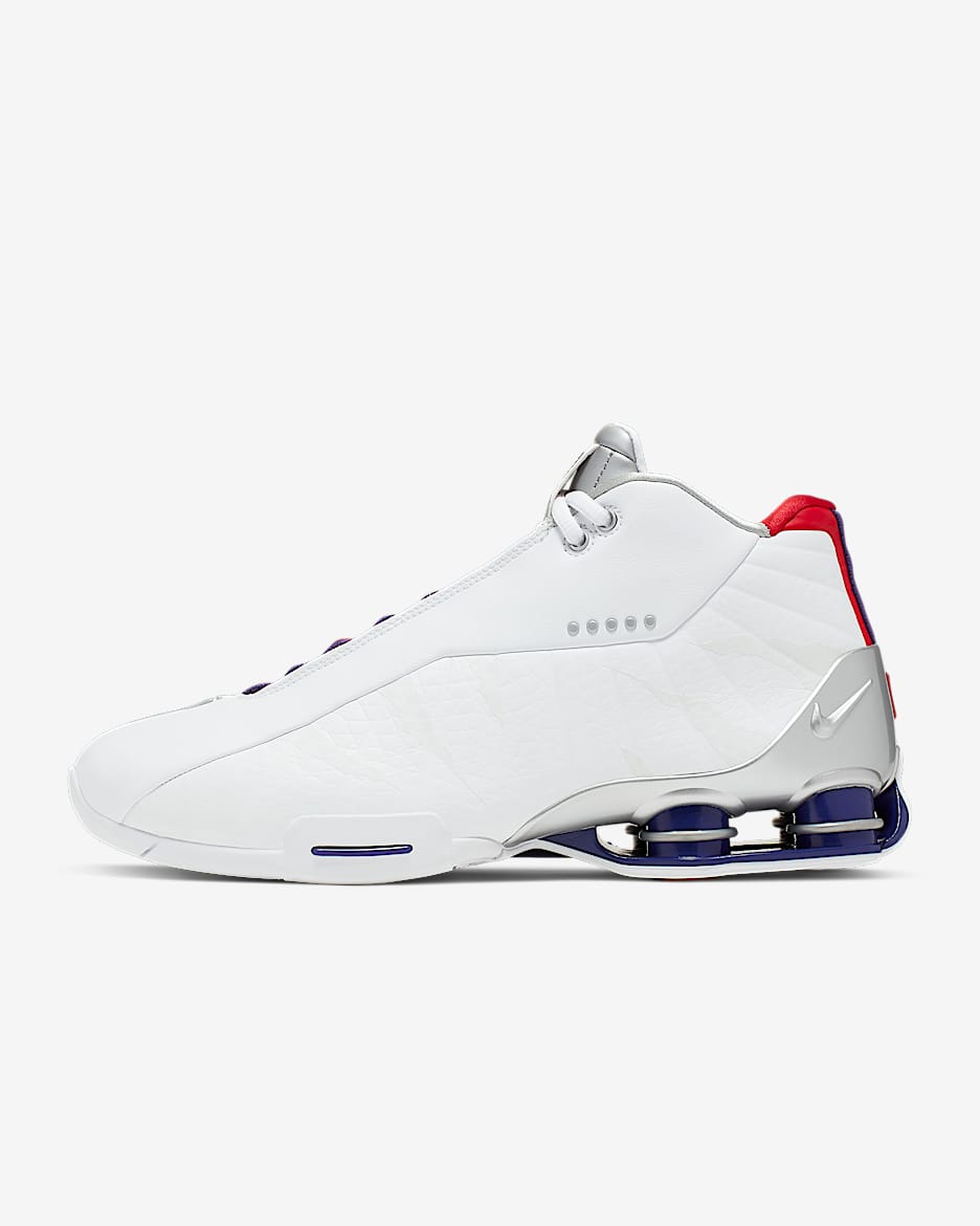 Nike Shox BB4 QS 男子运动鞋 - 白色/庭紫/大学红/金属银