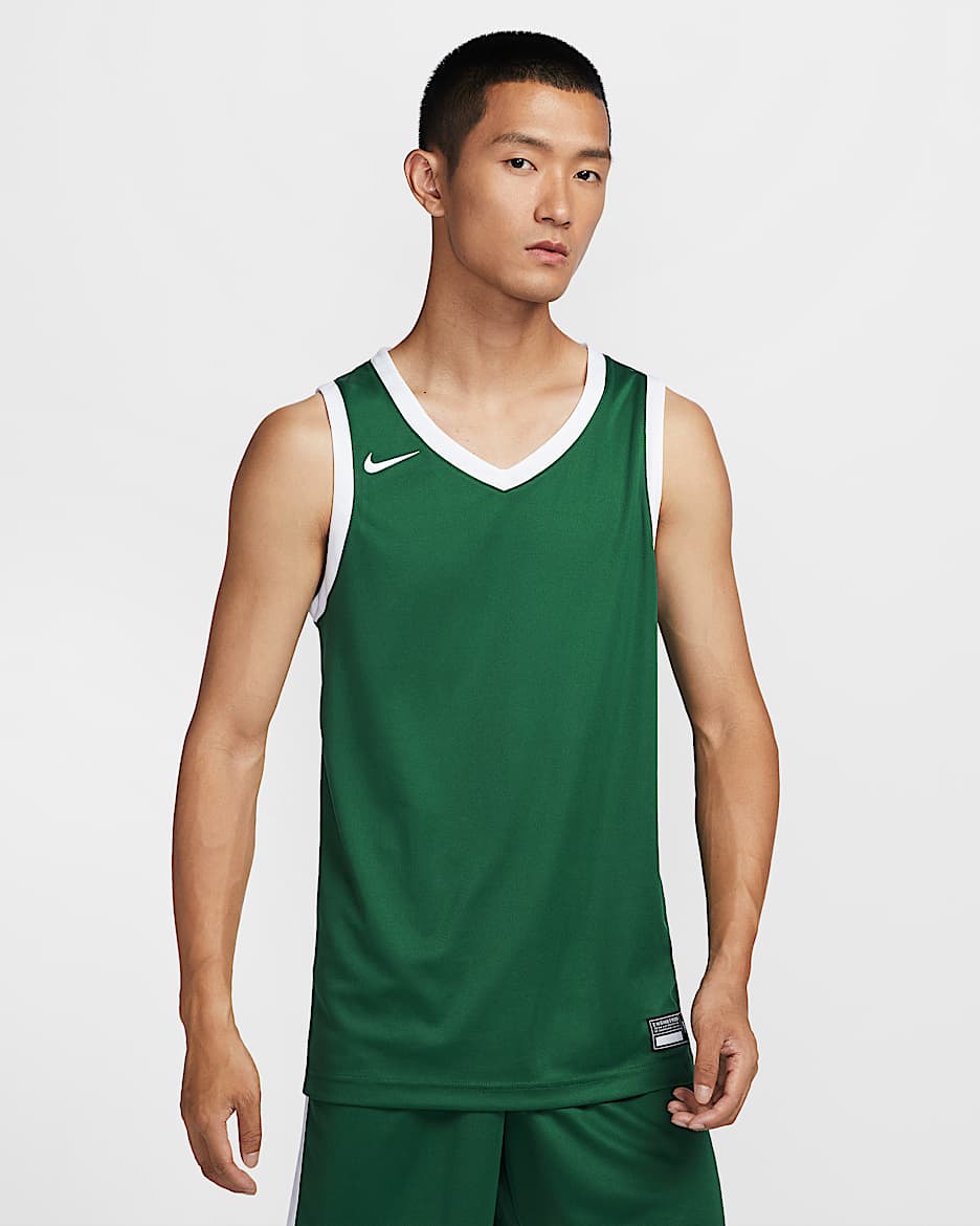 Nike Dri-FIT Stock Crossover 男子速干球衣 - 峡谷绿/白色/白色