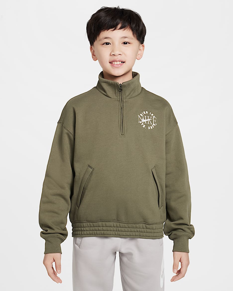 Nike Culture of Basketball 大童（男孩）加绒套头运动衫 - 中橄榄绿