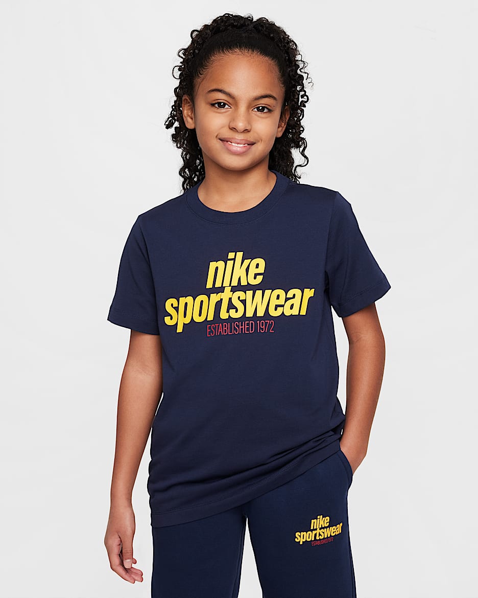Nike Sportswear 复古学院风大童T恤 - 黑曜石色