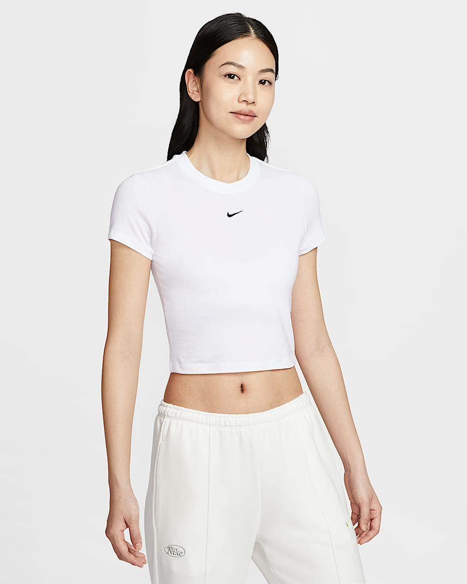 Nike Sportswear Chill Knit 女子短款T恤 - 白色/黑