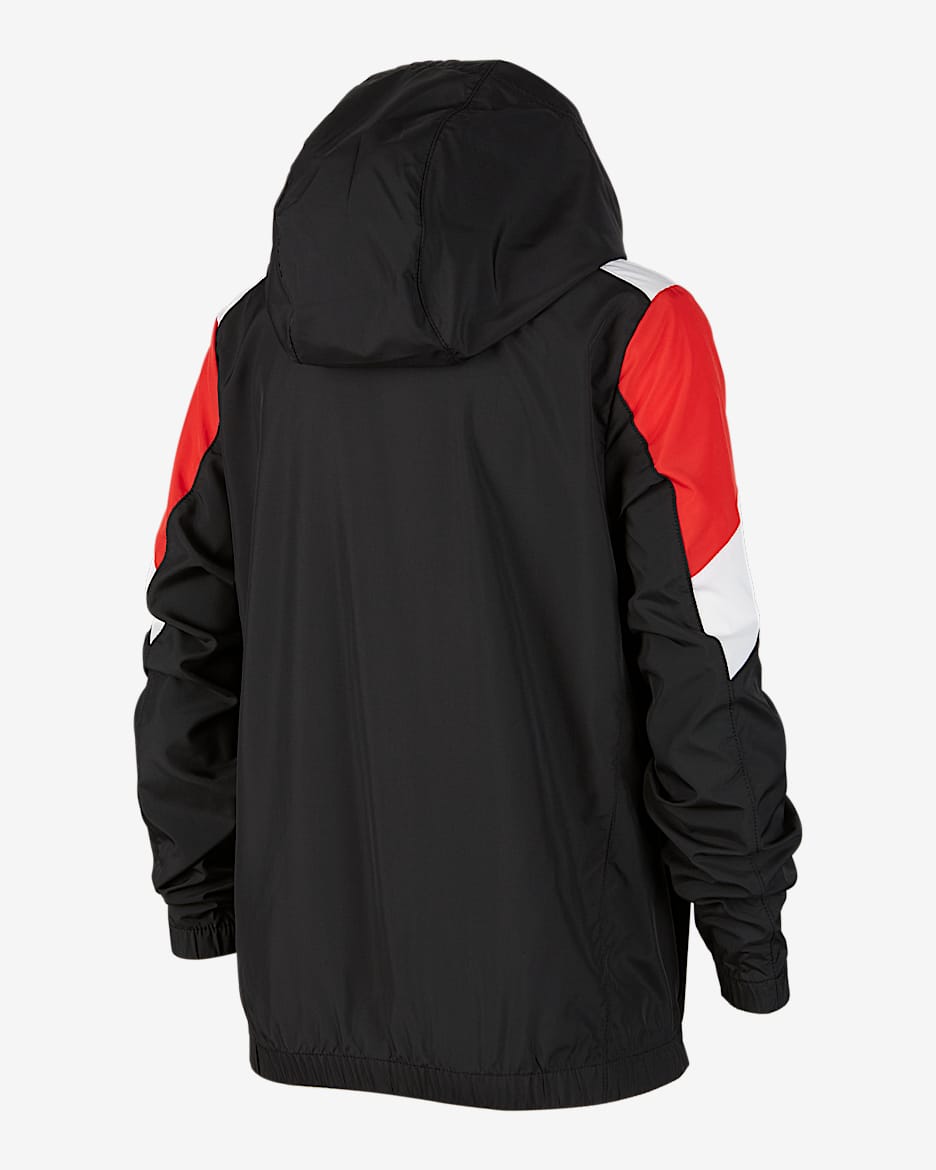 Nike Sportswear 大童（男孩）梭织夹克 - 黑/大学红/白色/白色