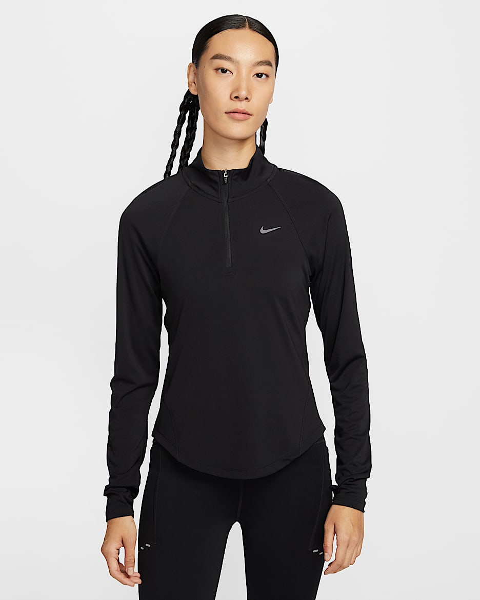 Nike Tempo Swoosh Run Dri-FIT 女子速干跑步上衣 - 黑/白色