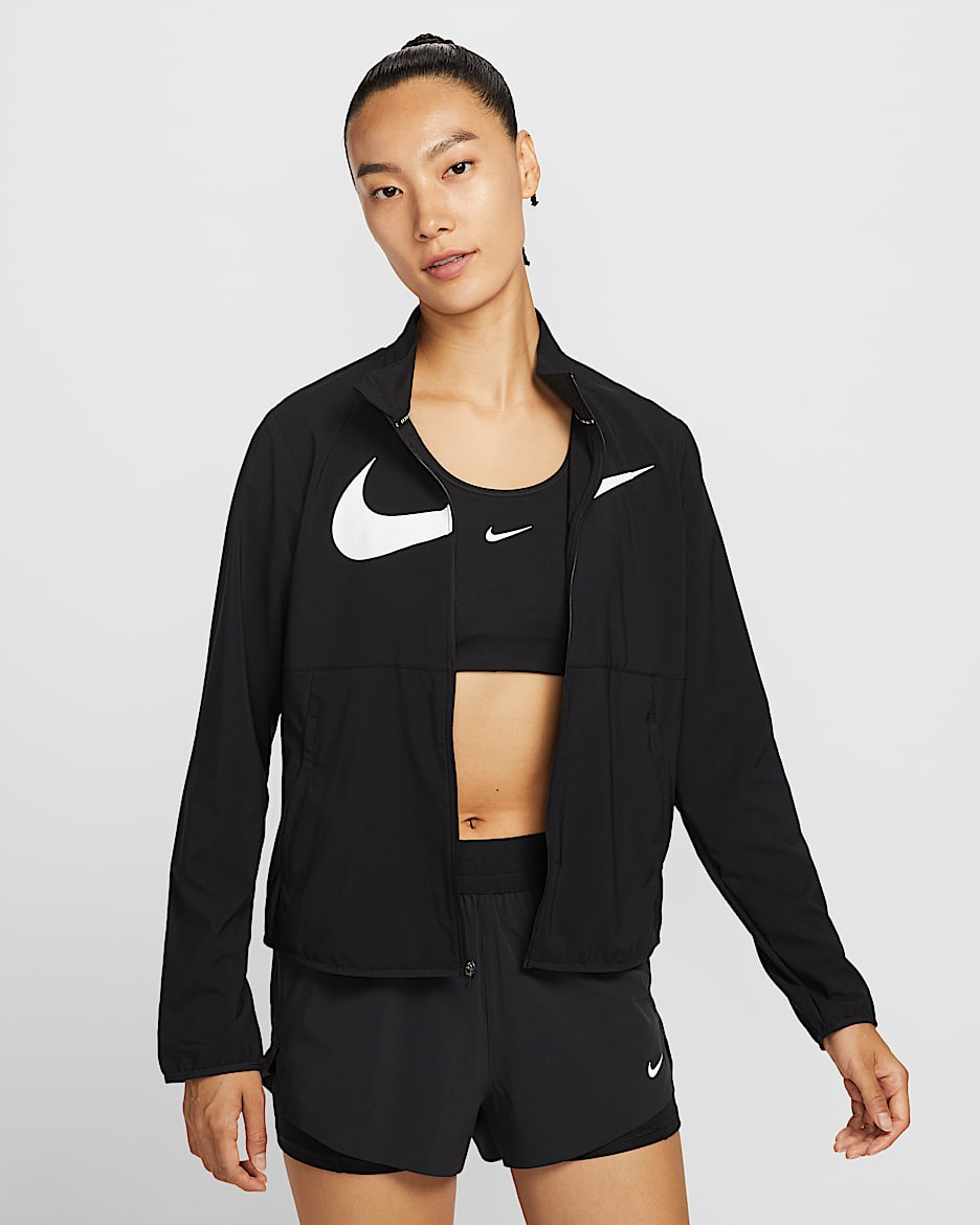 Nike Tempo Swoosh Run Dri-FIT 女子速干跑步夹克 - 黑/白色