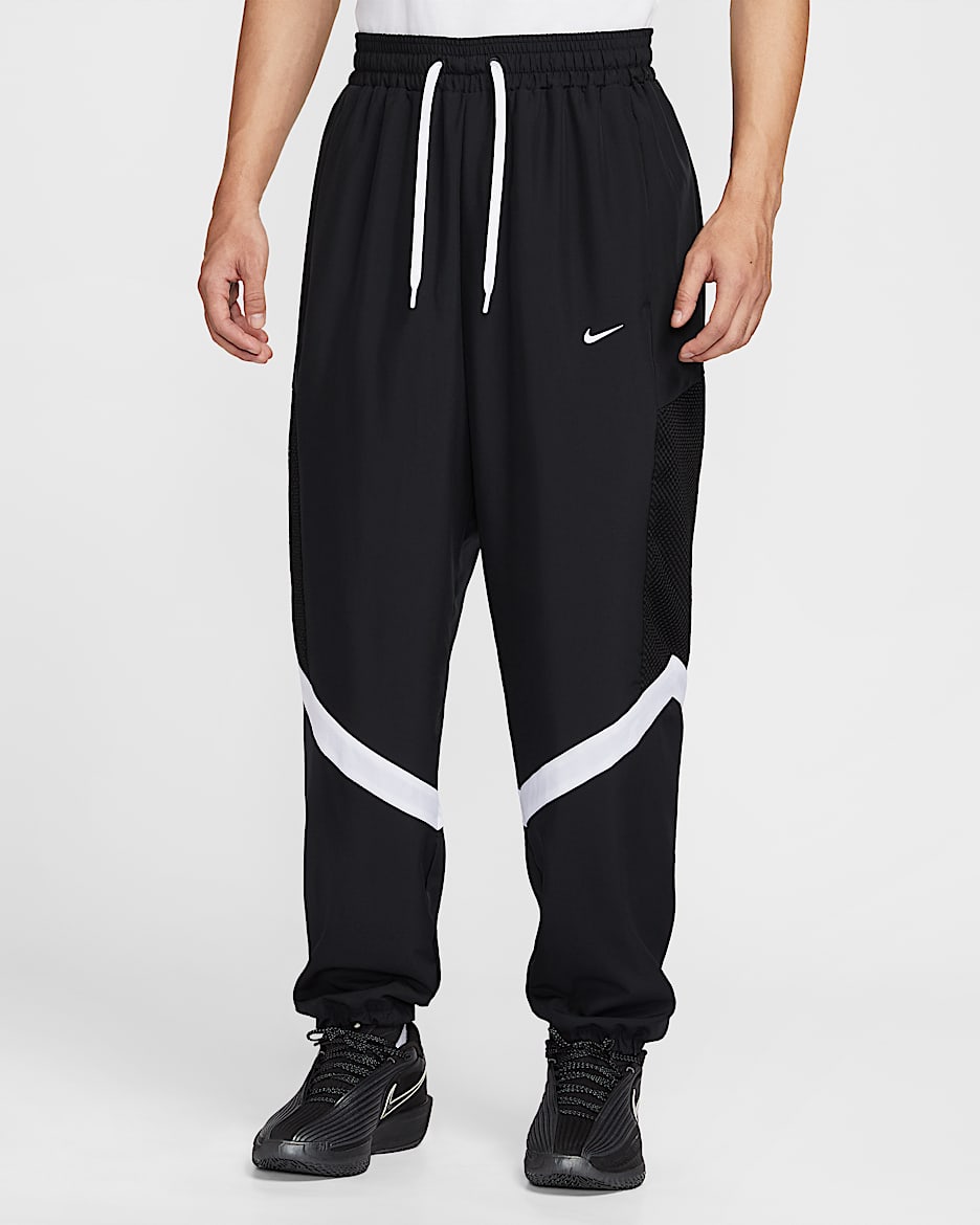 Nike Icon 男子速干梭织薄绒里料篮球长裤 - 黑/黑/白色/白色