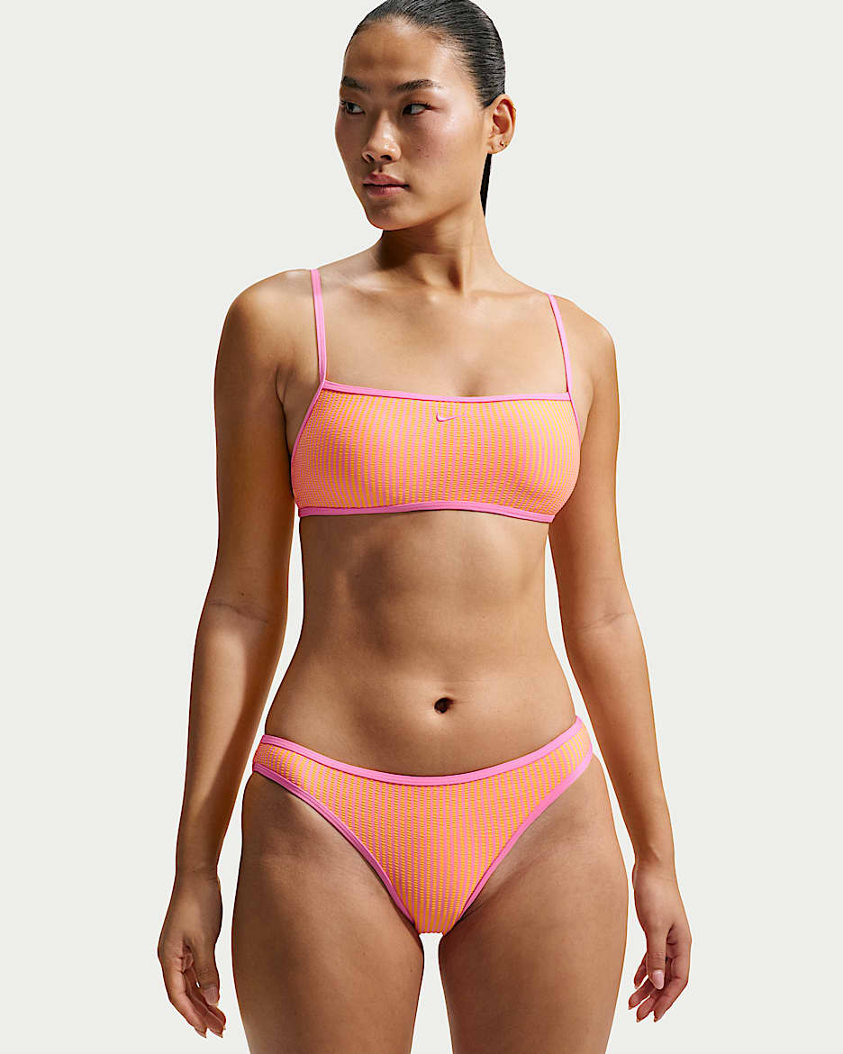 Nike Swim 女子波纹纹理比基尼运动内衣式上衣 - 霞光粉/霞光粉