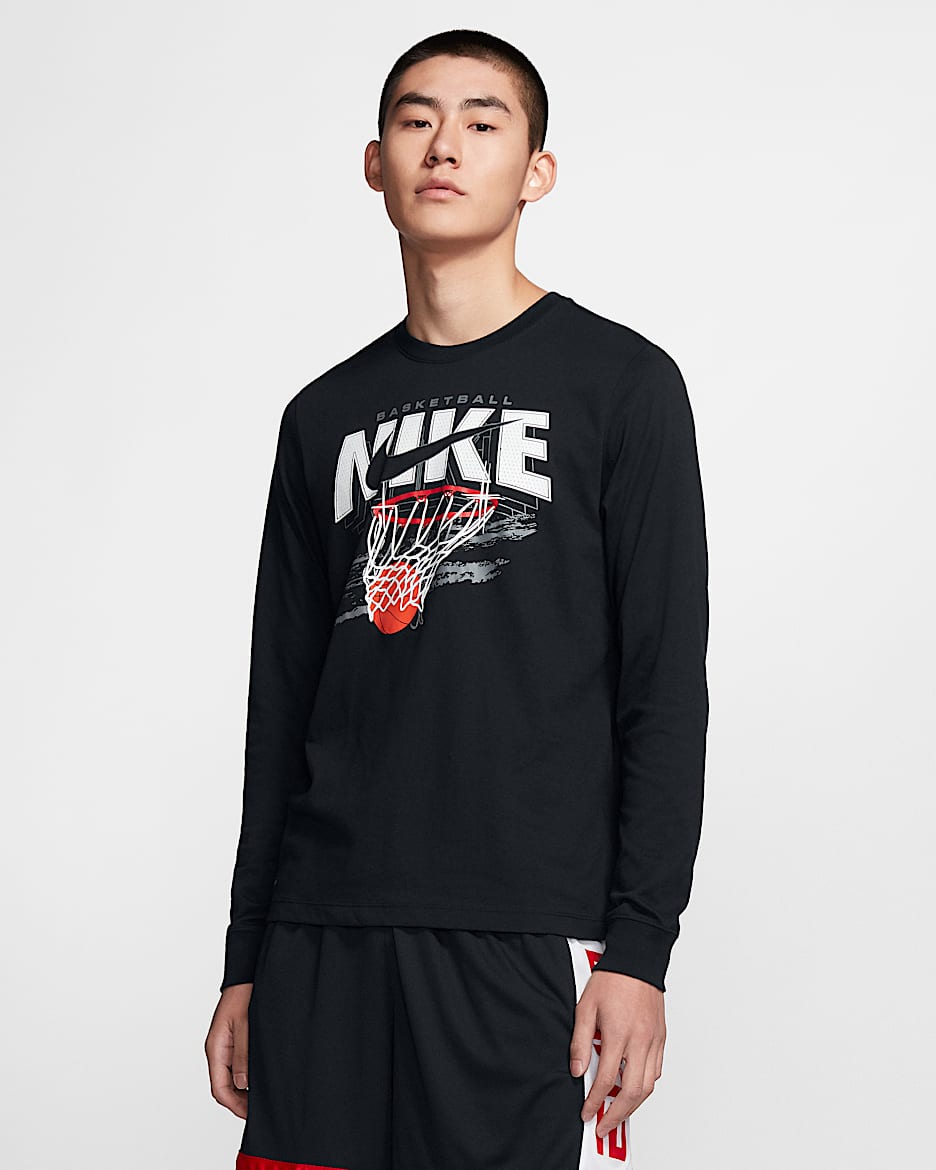 Nike Dri-FIT "Swish" 男子长袖篮球T恤 - 黑/黑