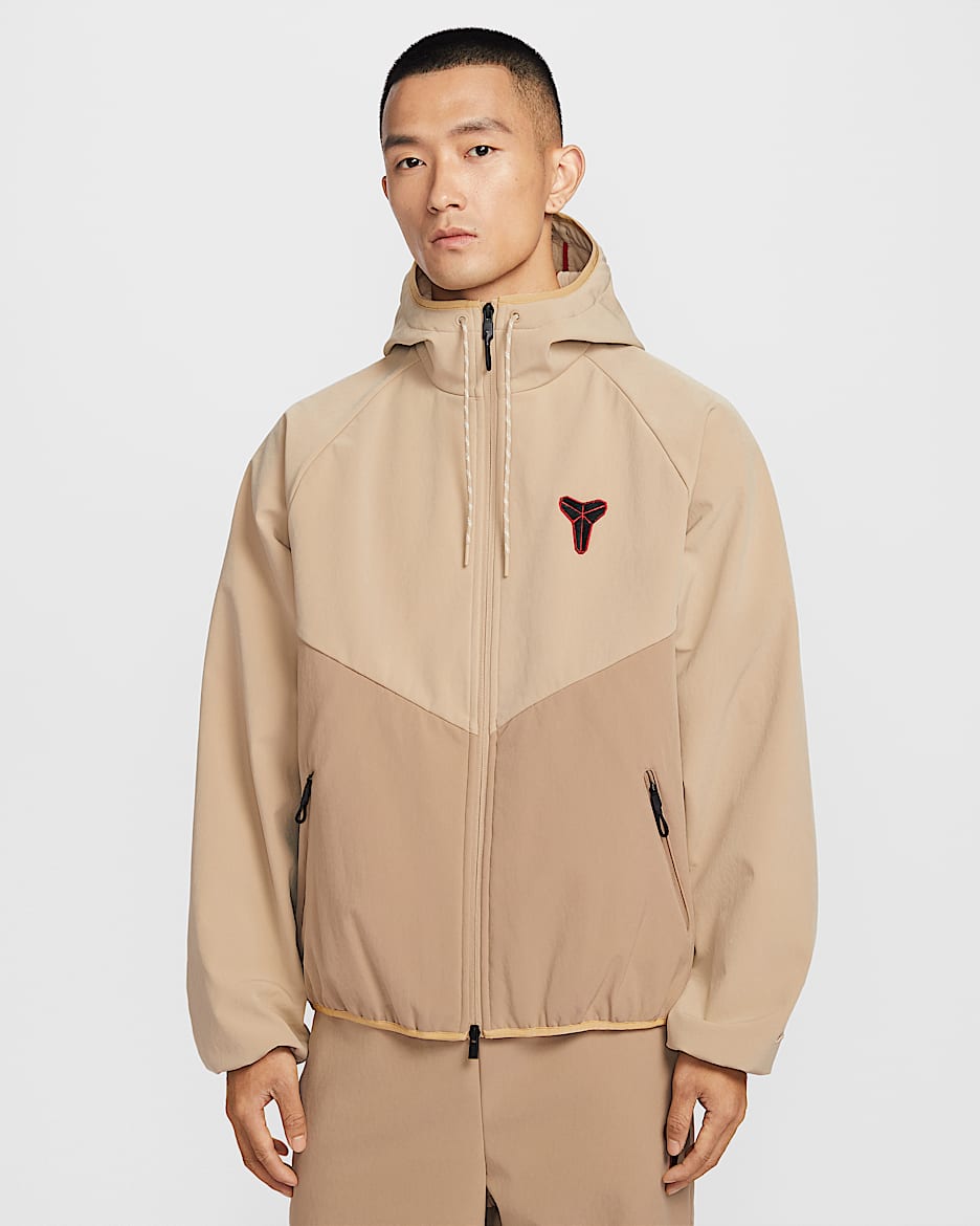 Kobe Nike Windrunner 科比男子拒水加绒里料梭织夹克 - 亚麻/英国卡其/健身红