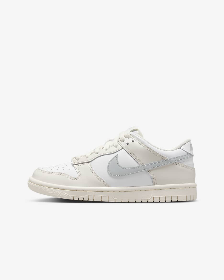 Nike Dunk Low 大童运动鞋板鞋 - 白色/幻影灰白/浅银