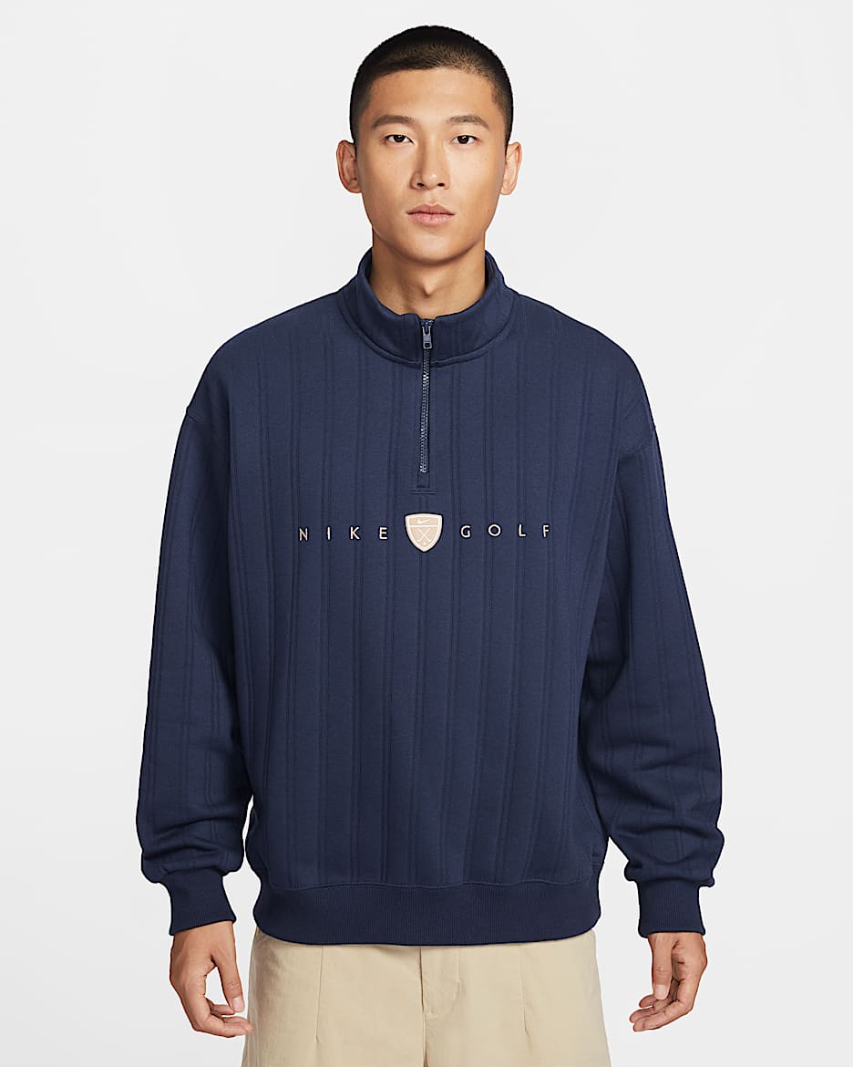 Nike Fairway Fresh Therma-FIT 男子 Oversize 风高尔夫加绒上衣 - 大学深蓝/石灰色