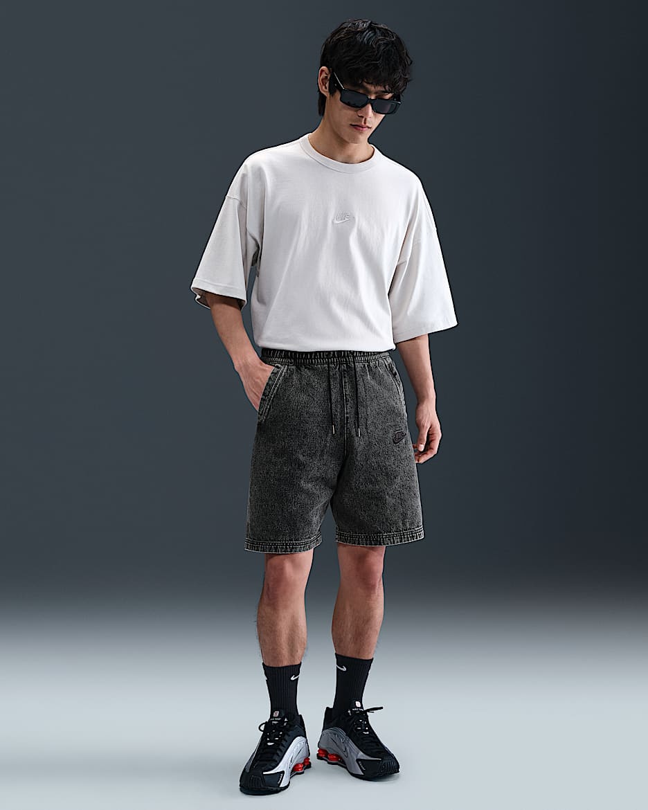 Nike Sportswear 男子水洗牛仔布短裤 - 黑