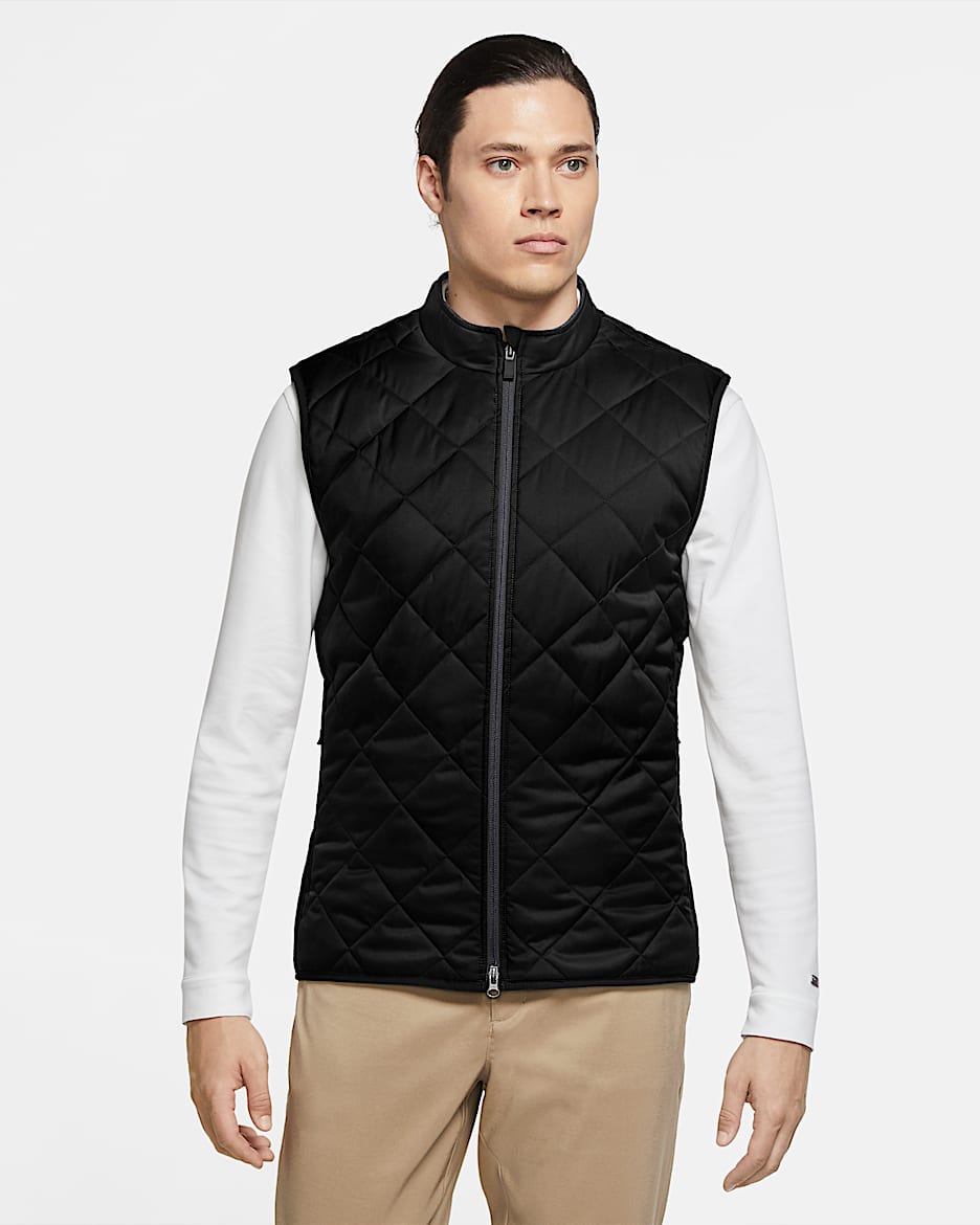Nike Synthetic-Fill 男子双面穿高尔夫马甲 - 黑/暗烟灰/暗烟灰