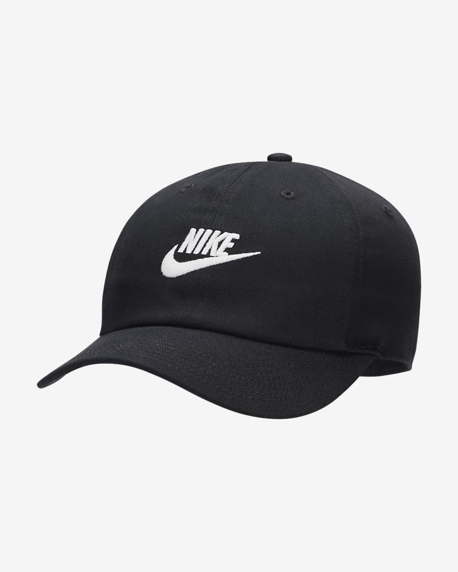 Nike Club Futura 大童软顶水洗运动帽 - 黑/白色
