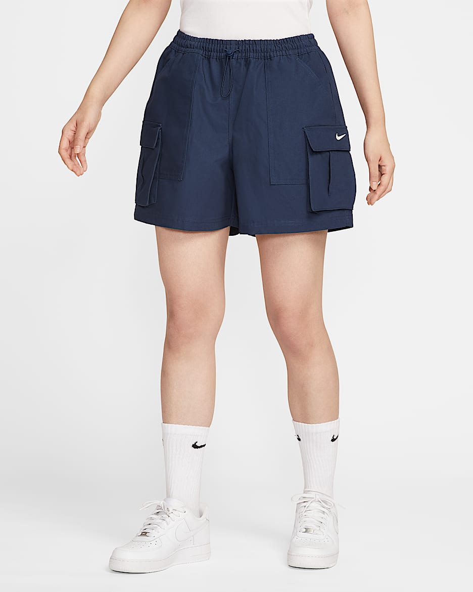 Nike Sportswear 女子中腰宽松工装短裤 - 深藏青/帆白