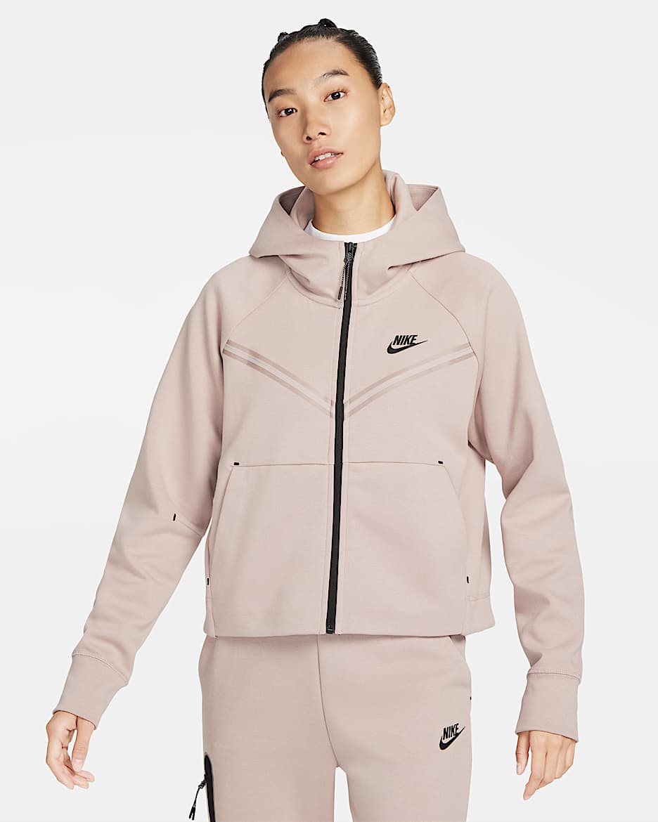 Nike Sportswear Tech Fleece Windrunner 女子全长拉链开襟连帽衫 - 灰褐/黑