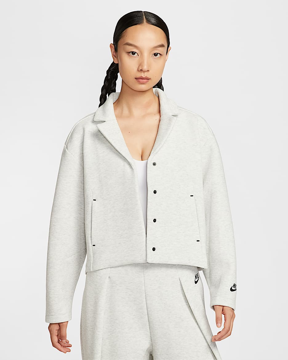 Nike Sportswear Tech Fleece 女子精裁夹克 - 浅灰/调色/黑