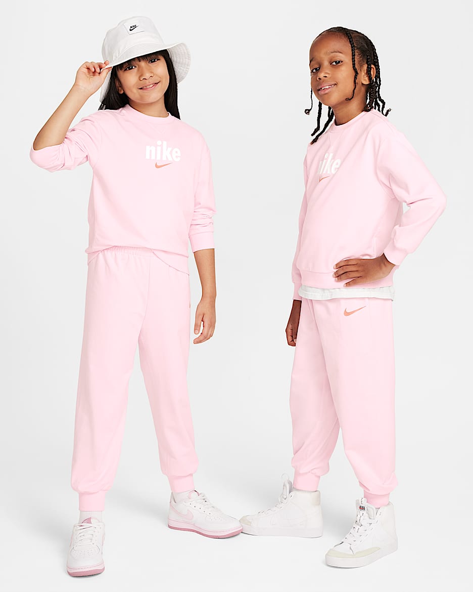 Nike E1D1 幼童圆领上衣和长裤套装 - 泡沫粉