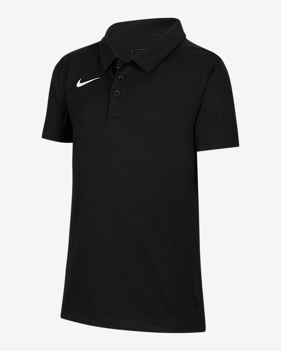 Nike Dri-FIT Stock 大童（男孩）速干翻领T恤 - 黑
