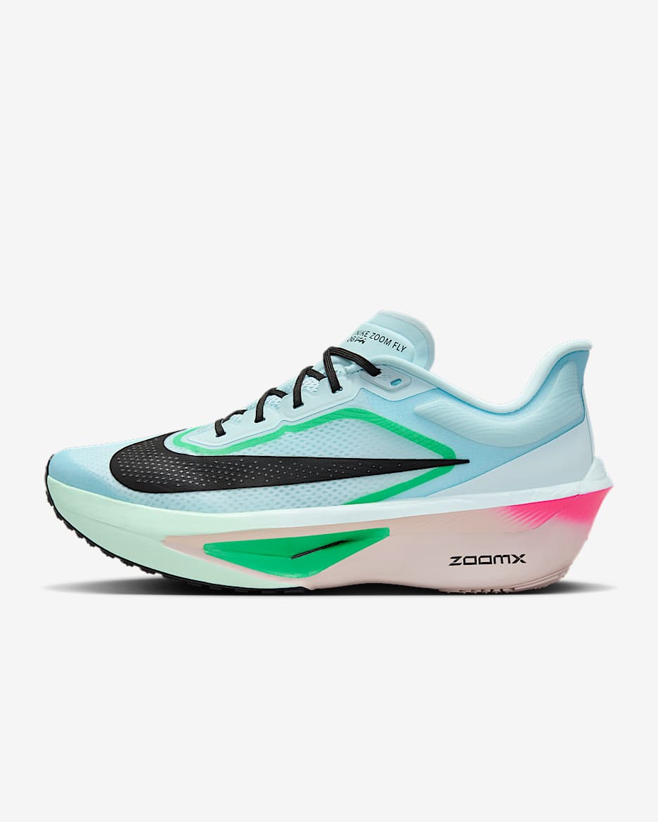 Nike Zoom Fly 6 男子公路竞速跑步鞋 - 冰河蓝/透明粉/惊喜绿/黑