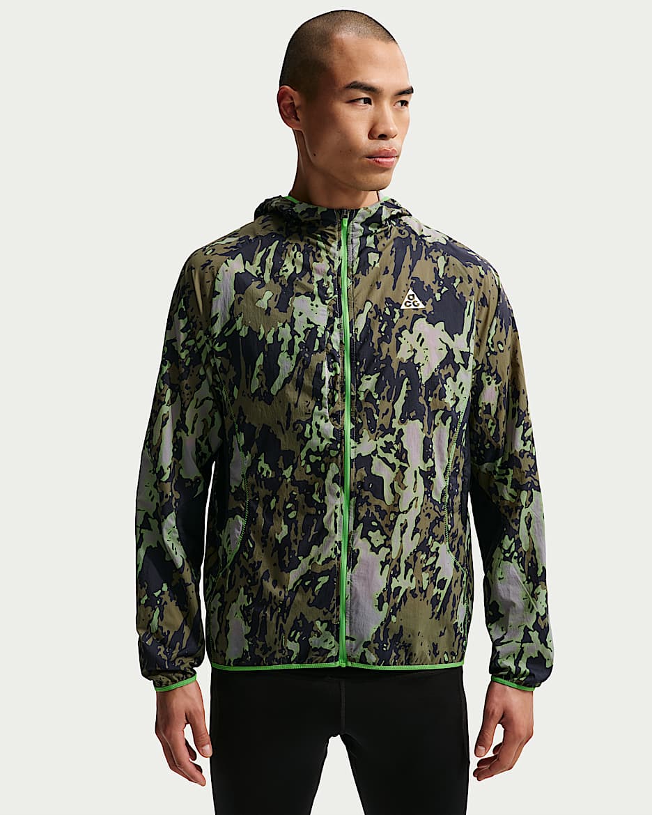 Nike ACG 男子拒水越野跑步夹克 - 大学灰/黑/明绿/山峰白