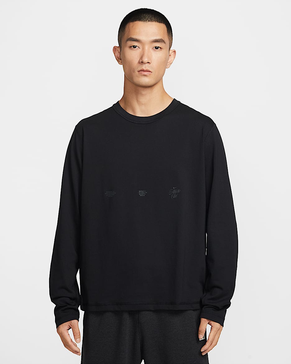 Nike Primary N.A.C. Dri-FIT 男子速干长袖训练上衣 - 黑/暗烟灰