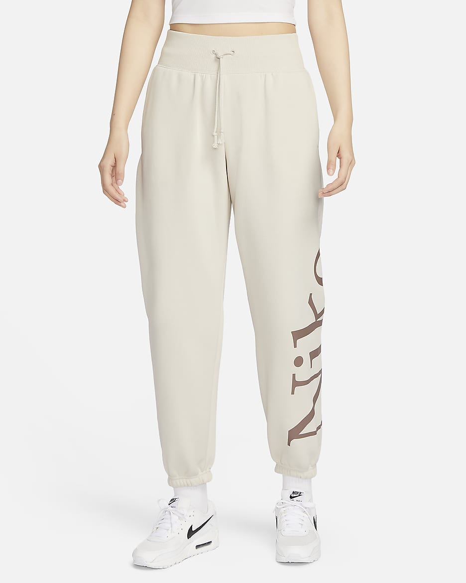 Nike Sportswear Phoenix Fleece 女子加绒 Oversize 风标志运动裤 - 浅土褐/烟灰紫红/帆白