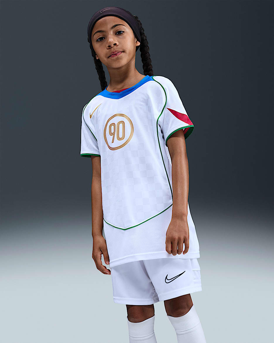 Nike Total 90 Dri-FIT 大童速干足球球衣 - 白色/意大利蓝/古典绿/金属色