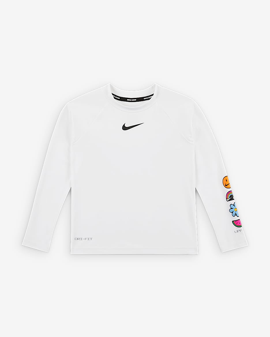 Nike Swim Charms 幼童防晒速干长袖上衣 - 白色/黑