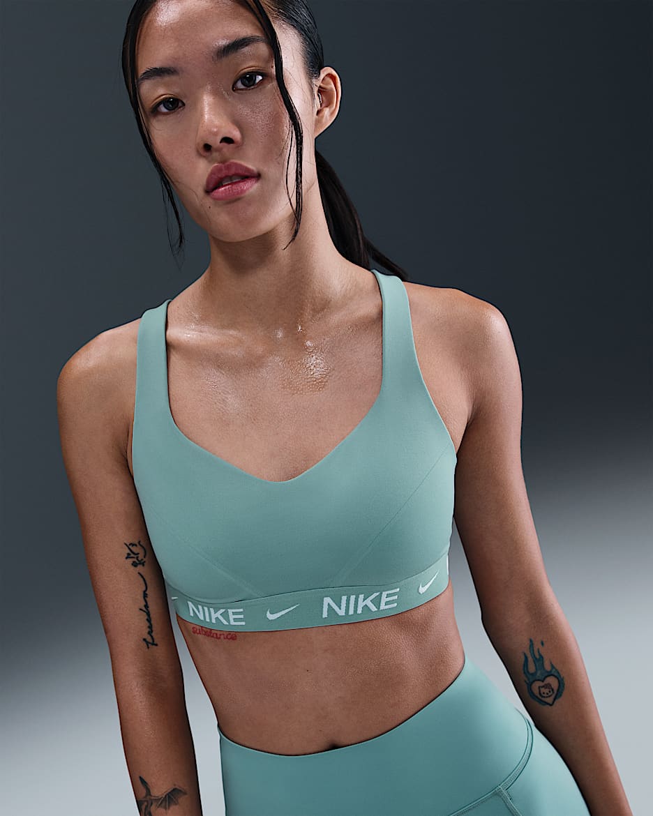Nike Indy 女子高强度支撑透气速干衬垫可调节运动内衣 - 大炮灰