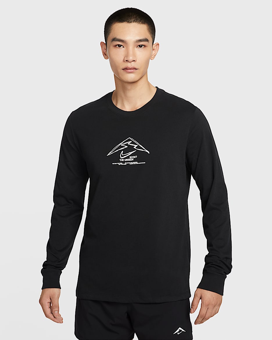 Nike Trail Dri-FIT 男子速干越野长袖跑步T恤 - 黑