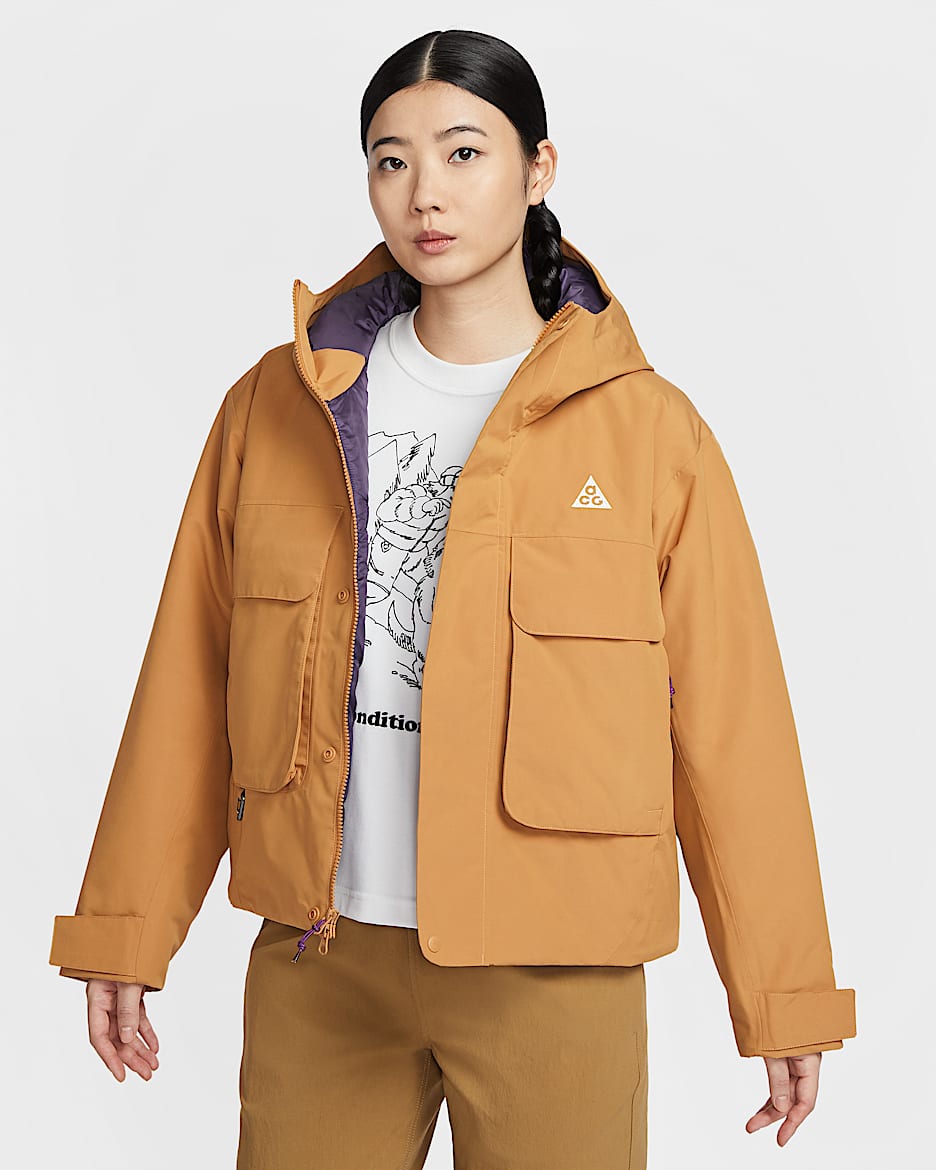 Nike ACG "Skull Peak" Storm-FIT 女子防风拒水夹克 - 亚麻/乌紫/黑/山峰白