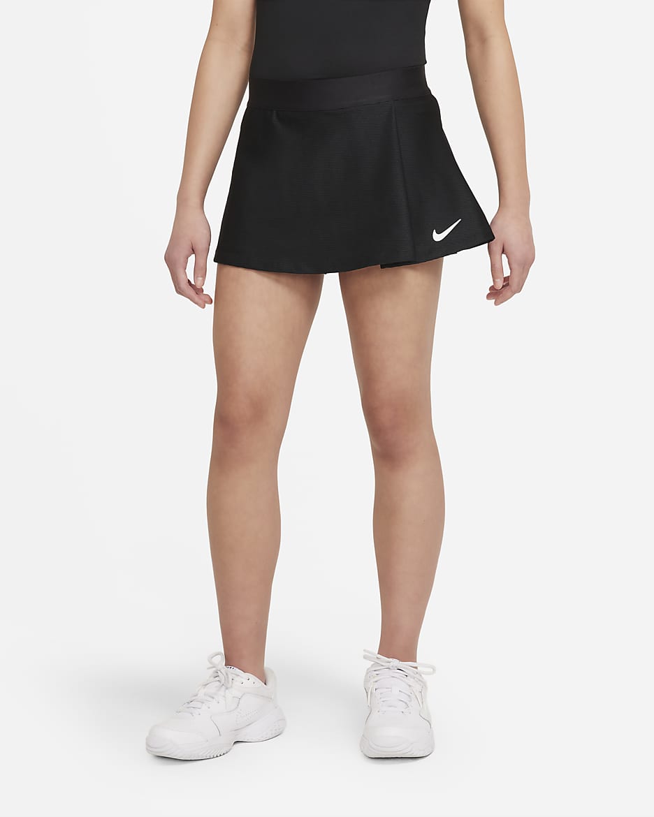 NikeCourt Dri-FIT Victory 大童(女孩)速干网球半身裙 - 黑/白色