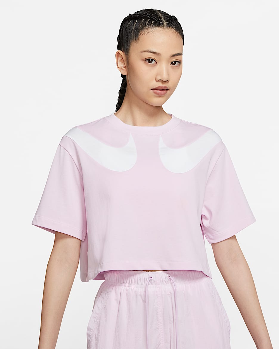 Nike Sportswear Swoosh 女子T恤 - 帝王粉/白色/白色