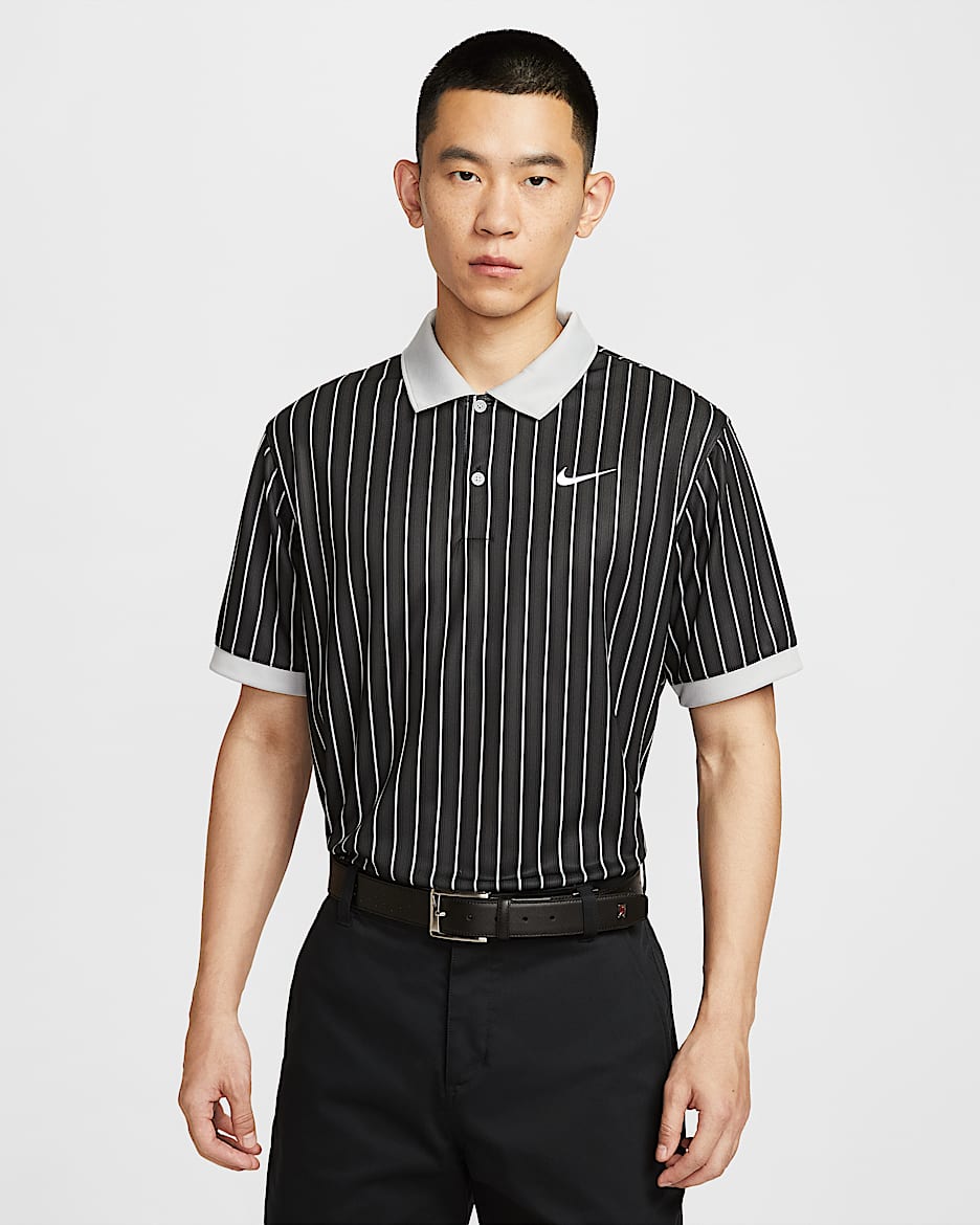 Nike Victory+ Dri-FIT 男子速干高尔夫翻领T恤 - 煤黑/狼灰/白色