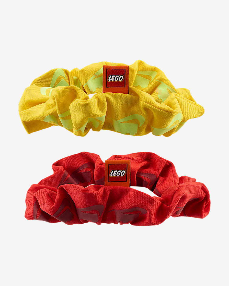 Nike x LEGO® Collection 速干褶皱发圈（2 条） - 旅行黄/灯草红/白色