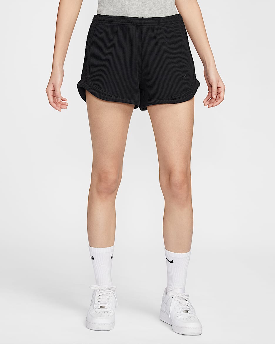 Nike Sportswear Chill Waffle 女子中腰短裤 - 黑/黑