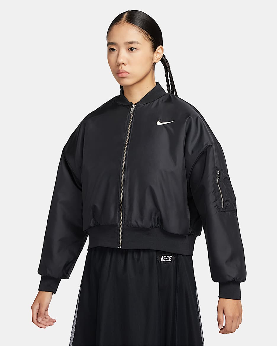 Nike Sportswear 女子双面穿人造毛皮短夹克 - 黑/椰奶色