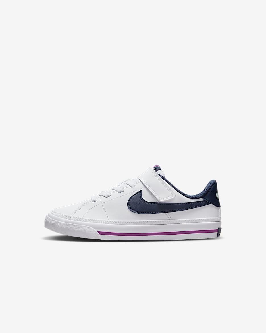 Nike Court Legacy 幼童易穿脱运动鞋板鞋 - 白色/泡沫薄荷绿/明亮紫/深藏青