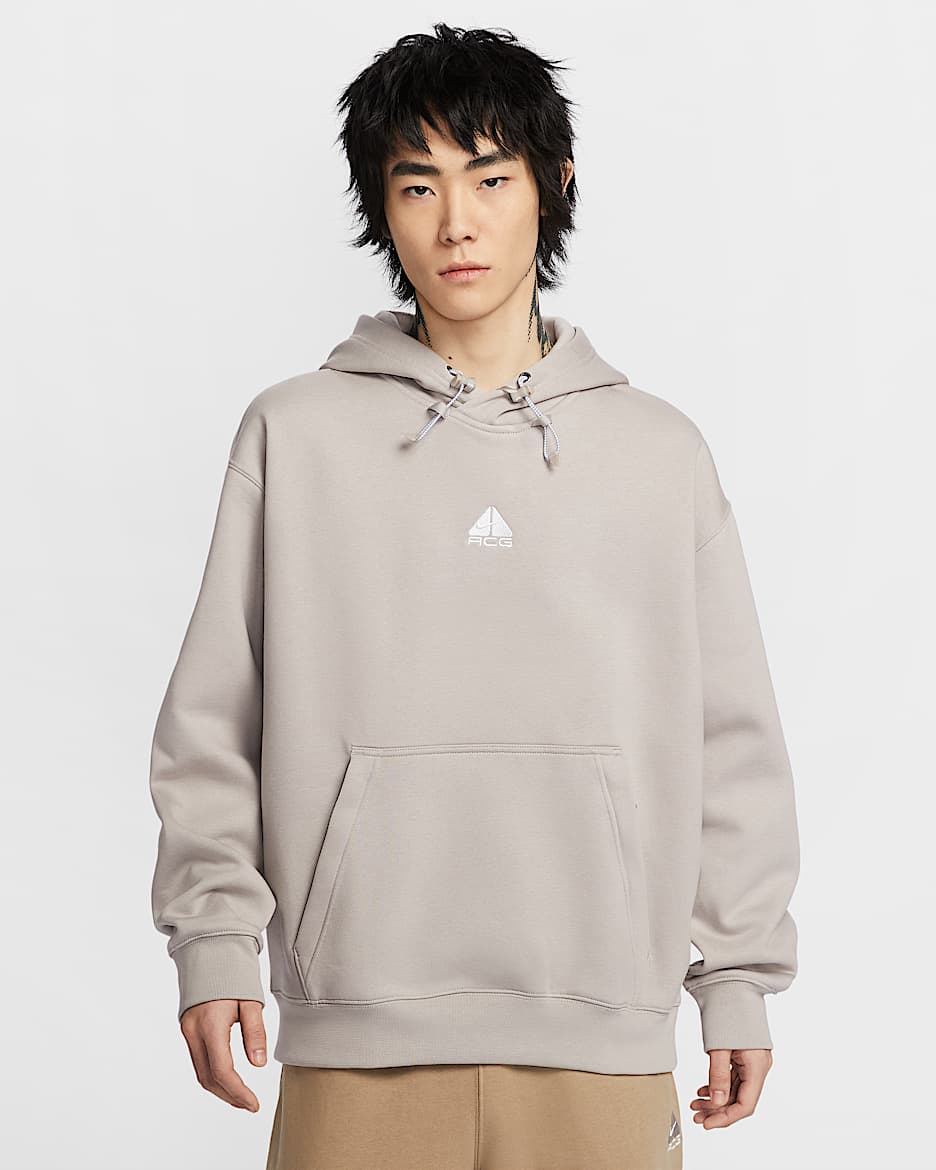 Nike ACG Therma-FIT 男/女拒水加绒套头连帽衫 - 大学灰/足球灰/闪电蓝/山峰白