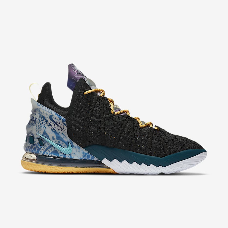 LeBron XVIII EP 男/女篮球鞋 - 黑/典雅托帕石色/暗宝蓝/浅蓝
