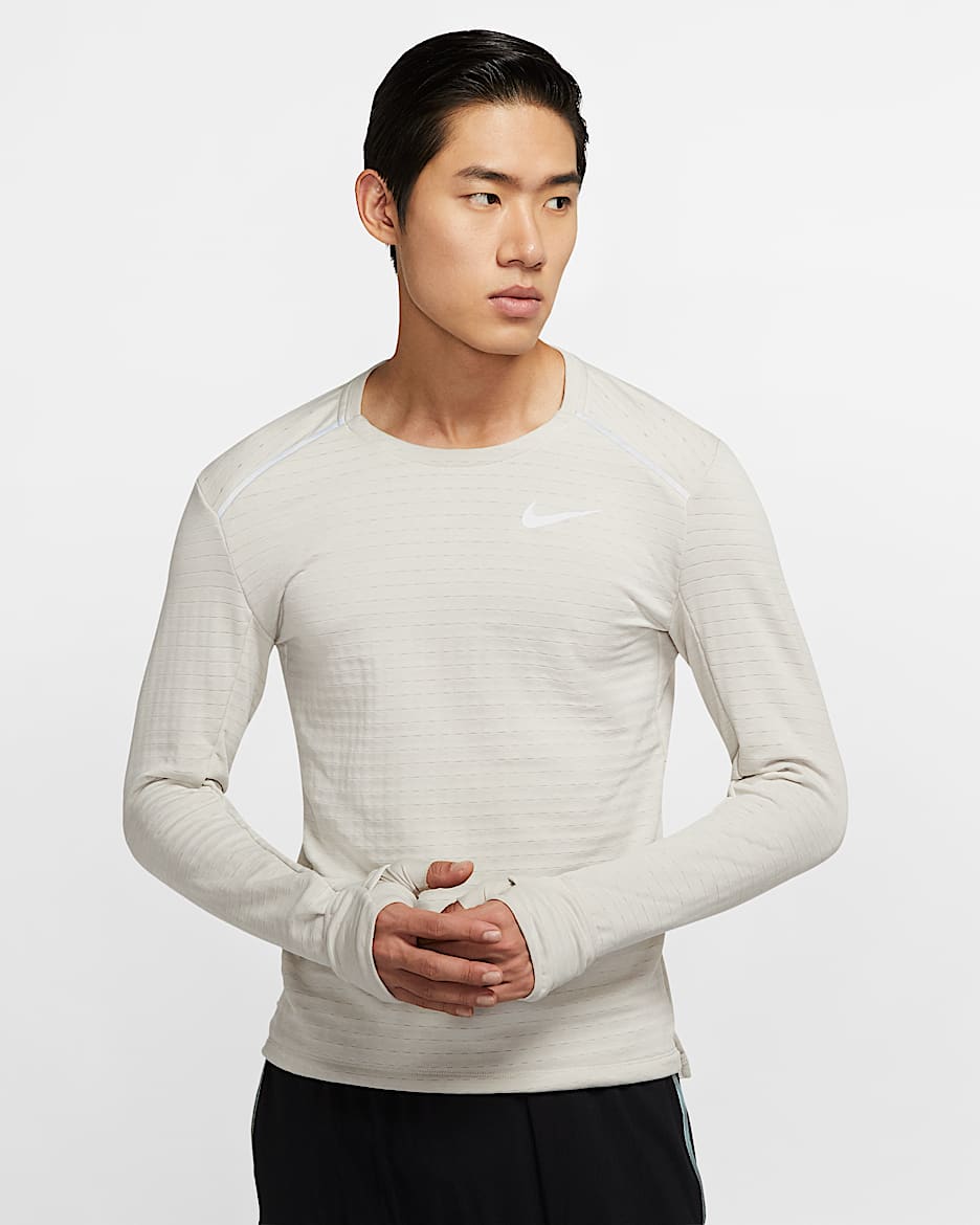 Nike Therma Element 3.0 男子长袖跑步上衣 - 线灰/调色/帆白