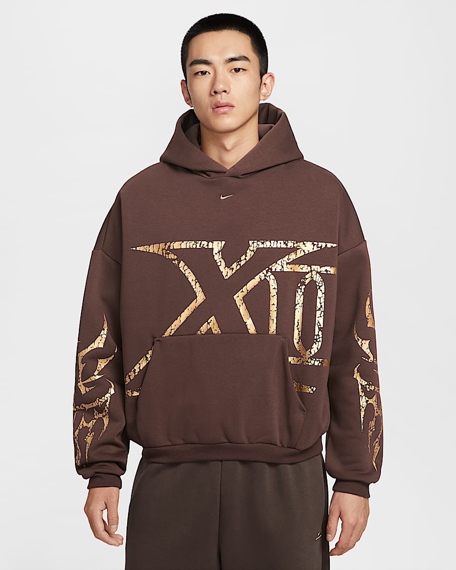 Ja Therma-FIT 莫兰特男子加绒套头篮球连帽衫 - 浅巧克力色/金属色