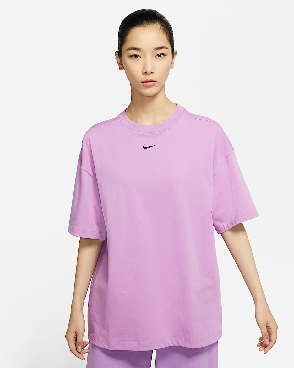 Nike Sportswear Essential 女子短袖上衣 - 冲击紫/黑