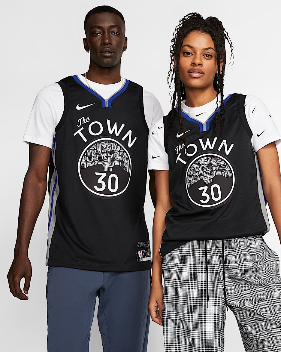 金州勇士队 (Stephen Curry) – City Edition Nike NBA Swingman Jersey 男子球衣 - 黑/暗钢灰/灯草蓝